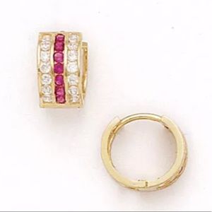 14K Pure Solid Yellow Gold Huggie Earrings